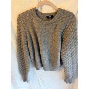 DKNY Womens Gray Bubble Texture Sleeve Raglan Crewneck Knit Sweater Heather Gray